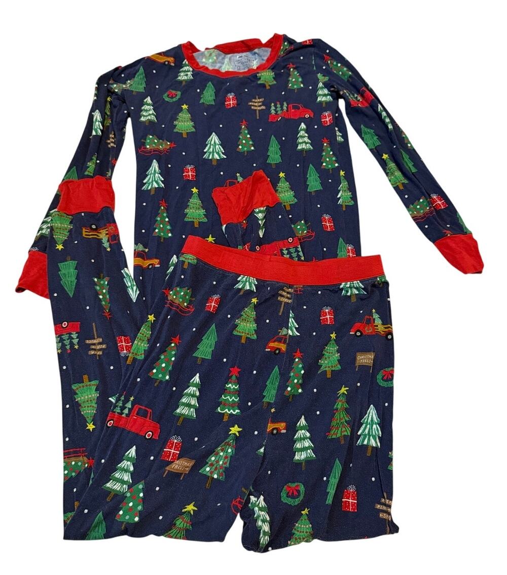 Little Sleepies Tree Traffic Holiday Bamboo Pajama Set 12/14 Christmas PJs